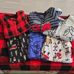 6 Pairs Of Gently Worn Carter's Kids Pajamas Set - Red, Black, Blue, Gray